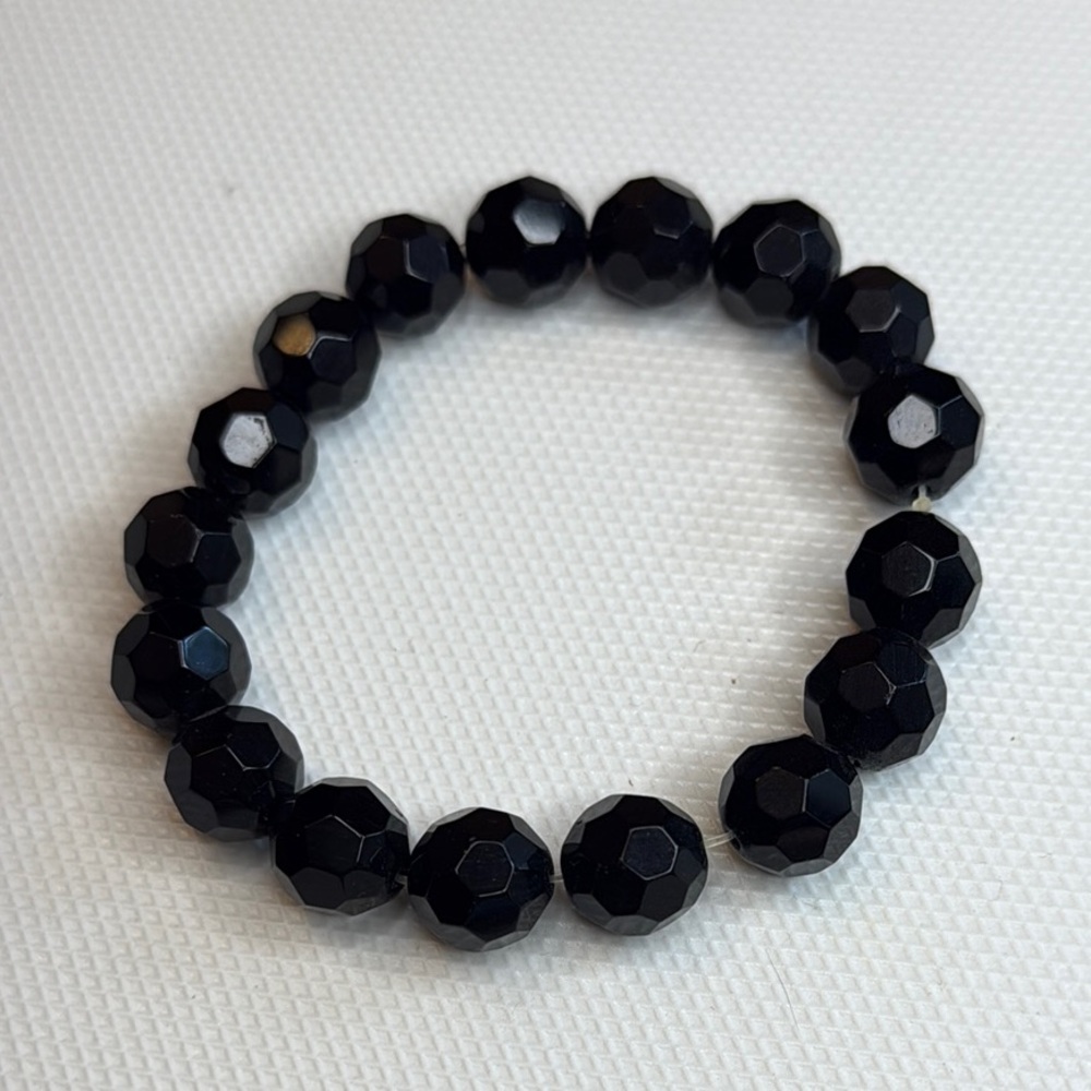 Black Glass Beaded Bracelet